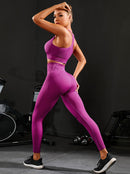 2 Pieces Women's Tracksuit Seamless Yoga Set Workout Sportswear Gym High Waist Leggings Fitness Sports Suits