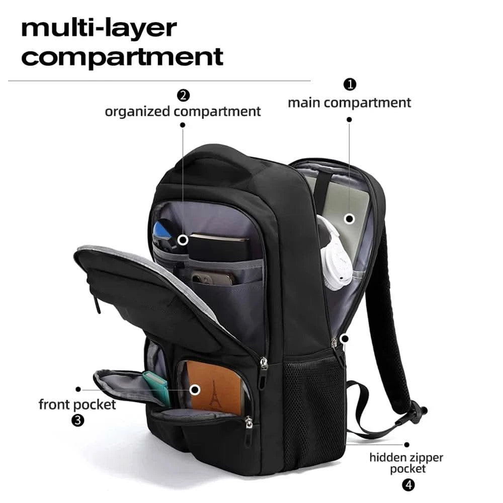 BANGE Large Capacity Men Backpacks for 15.6 Laptop Business Travel Women Backpack Waterproof School Bags with Mesh Side Pockets - M & M Global