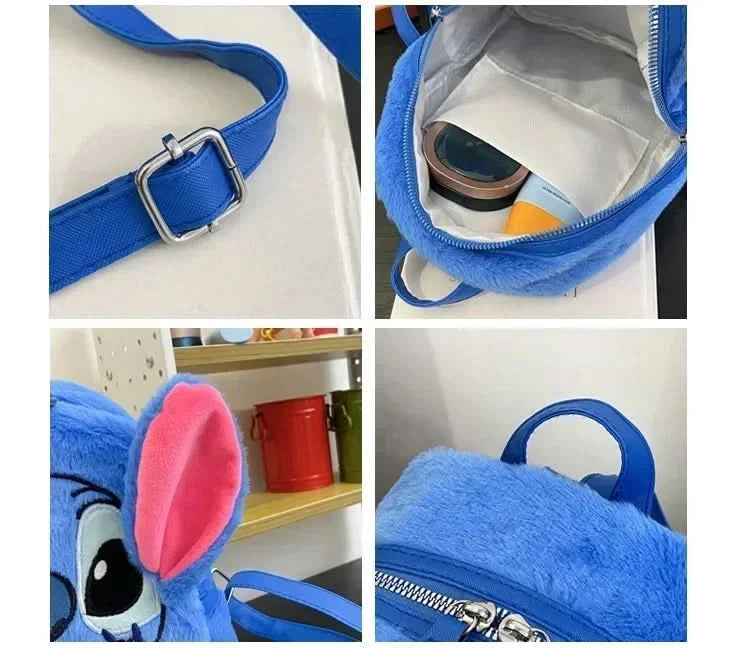 New Disney Plush Backpack Ins Japanese Blue Stitch Funny Cartoon Large-Capacity Student Backpack Kindergarten Bag Child Gift - M & M Global