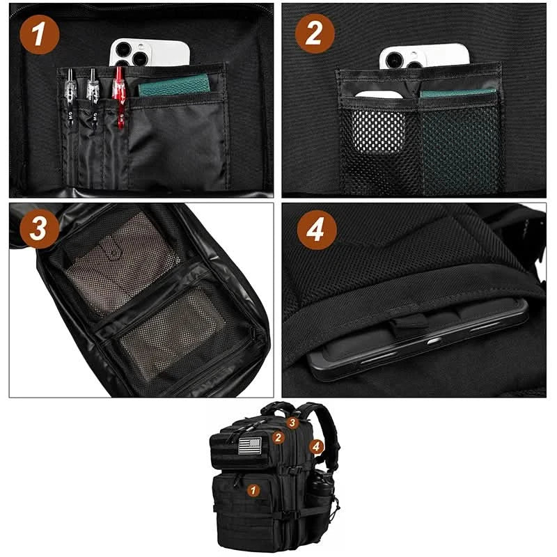 LHI 45L/35L/25L Tactical Backpack for Men and Women Waterproof Athlete Gym Outdoor Bag Travel Hiking Rucksack with Bottle Holder - M & M Global