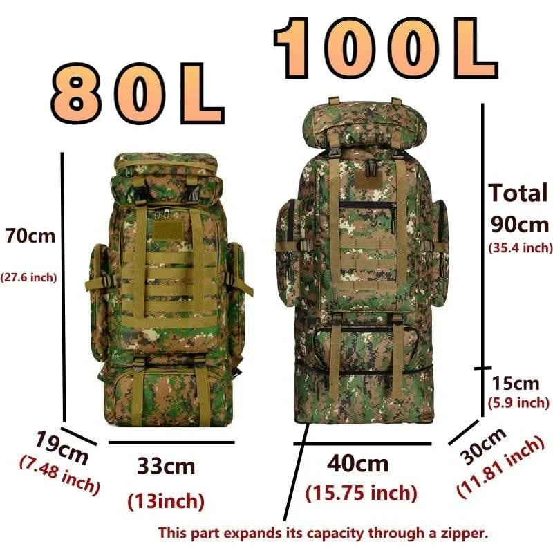 80L/100L Mountaineering Bag Climb Bag Tactical Backpacks Large Backpack Outdoors Hiking Camping Travel Bags - M & M Global