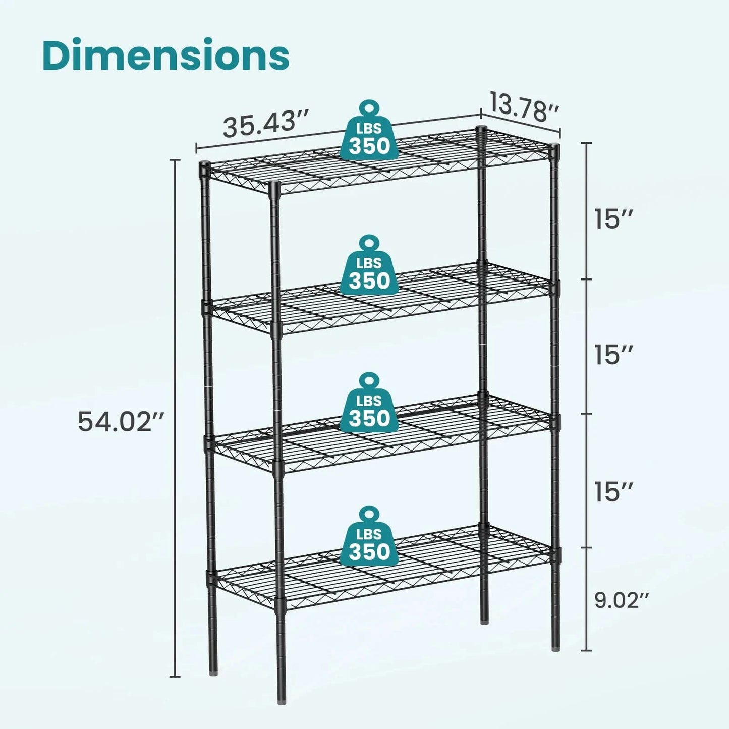 JHK 3-5 Tier Storage Bookshelf Adjustable Metal Wire Racks Heavy Duty Standing Shelf Organizer for Living Room and Kitchen