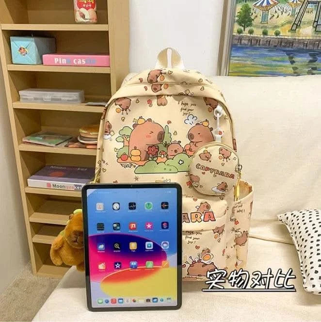 Cute Capybara Backpack for Girls Boys Student Teenager Children's Rucksack Women Cute Casual School Bags Kids Birthday Gift Toy - M & M Global