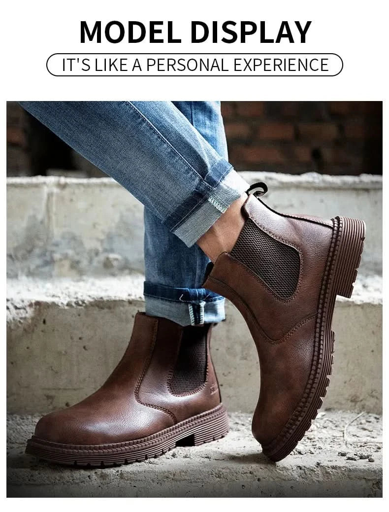 Industrial-Grade Steel Toe Boots Metatarsal Guard Triple Protection Men Work Boots Waterproof Construction Work Shoes Anti-smash