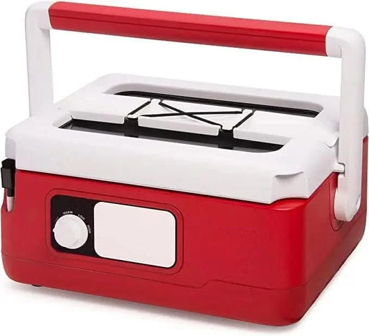 6 quart multi-purpose travel slow cooker, programmable self-insulation kitchen appliances, easy to carry, red - M & M Global