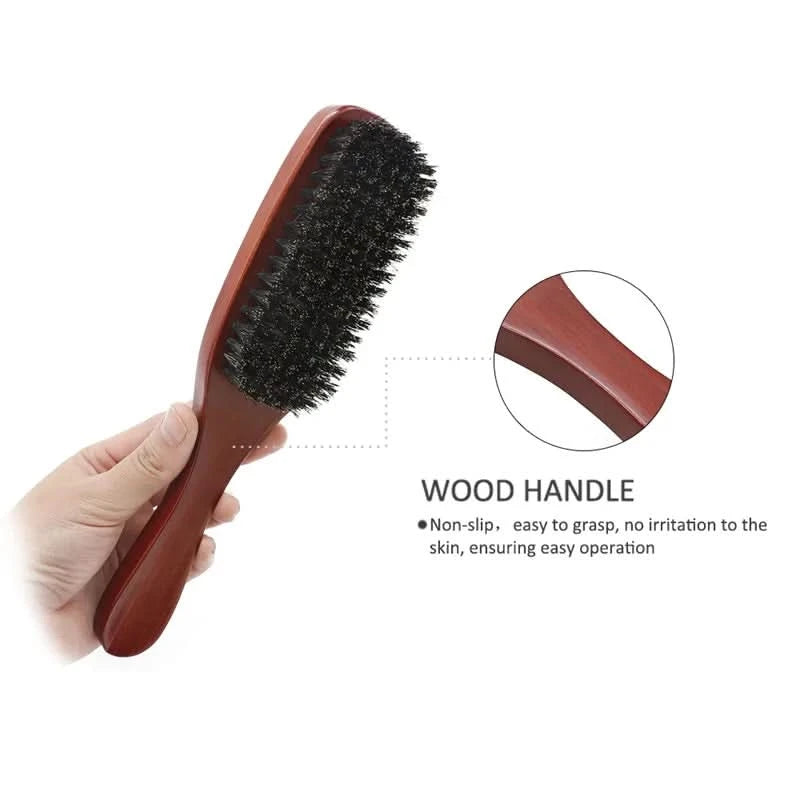 Natural Boar Bristle Beard Brush Men Facial Hair Cleaning Brush Professional Hairbrush Shaving Tools Beard Mustache Brushes - M & M Global