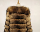 DEAT Fashion Orange Imitation Fox Fur Grass Coat Women's Round Neck Plush Thick Jacket Winter New 7A1578