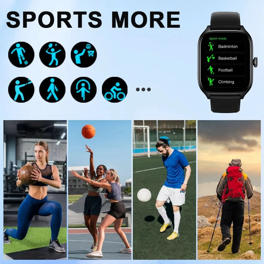 LAXASFIT 2025 New Men's Smart Watch Women's Gift 2.01 inch HD Full Touch Screen Sports Fitness Watch Bluetooth Talk Smartwatch - M & M Global