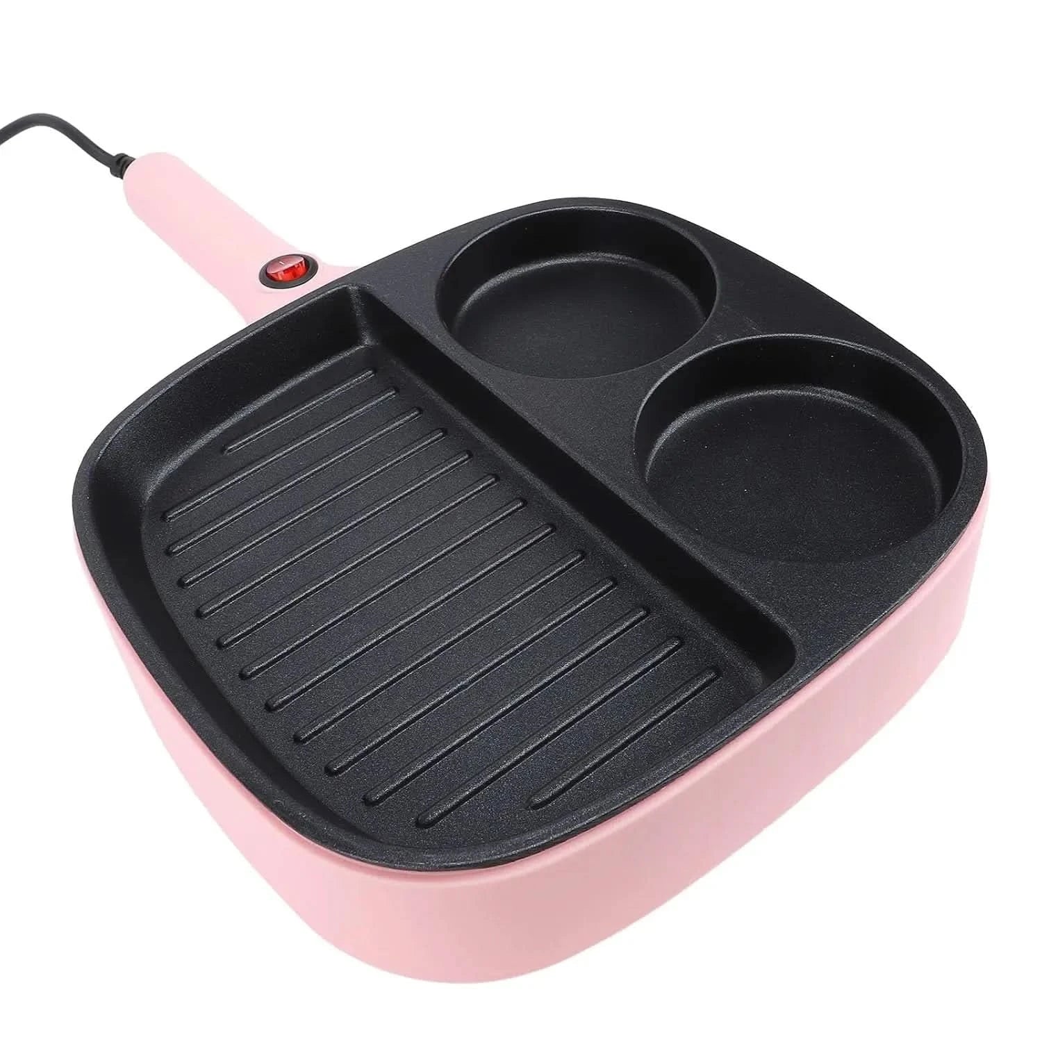 Electric Breakfast Sandwich Maker Nonstick Egg Pan Divided Grill Burger Machine Pink for Kitchen (US Plug 110V) - M & M Global