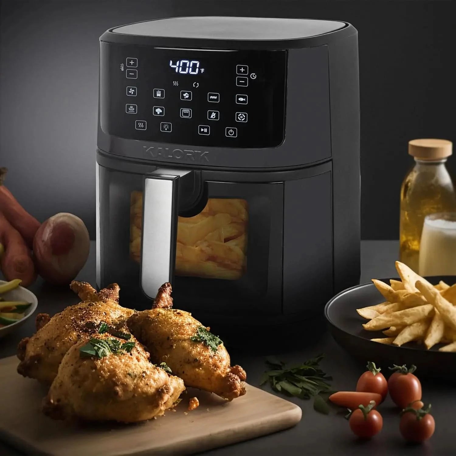 7 Quart Touchscreen Air Fryer with Window, Black (FT 52324 BK) - M & M Global
