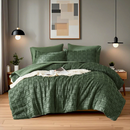 Queen Solid Color Comforter Set with Cut Flower Design – Lightweight, Breathable Microfiber Bedding for All Seasons, Machine Washable