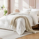 solid striped check Comforter set, soft microfiber, lightweight and breathable, easy to care for - bedding set for all seasons