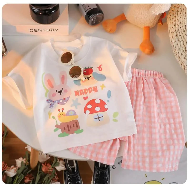 Cartoon Baby Boys and Girls Animals Clothing Sets Summer Short Sleeve Cotton Tops +Shorts PCS Casual - M & M Global