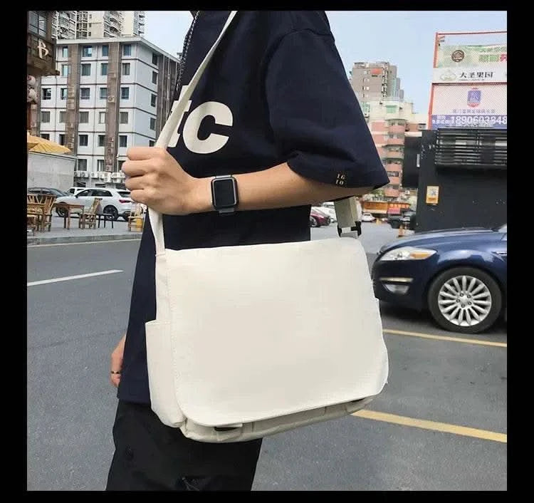Collage Student School Bags Women&Men Unisex Crossbody Bags Multipockets Messenger Bag Simple Nylon Shoulder Bag - M & M Global