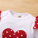 Baby Girl 0-18 Months 3PCS Clothing Set Love Short Sleeve Romper+Polka Dot Shorts+Headband Summer Daily Casual Newborn Baby Girl - M & M Global