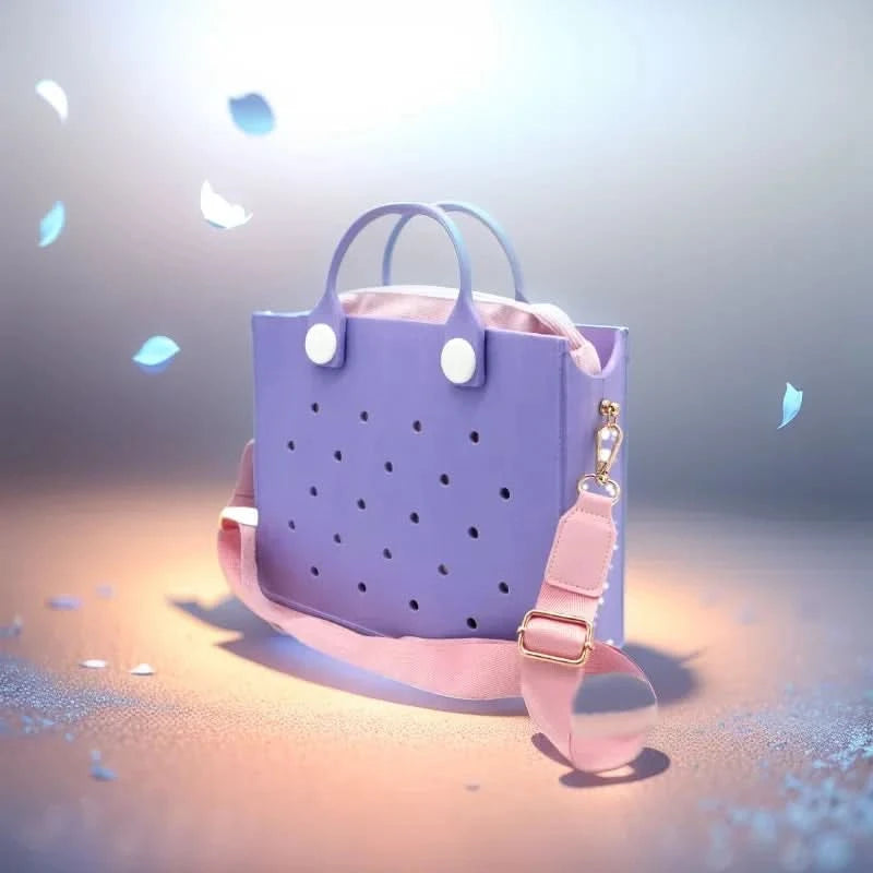 The orange guy Purple Women Fashion New EVA Punched Handbag Casual Waterproof Travel Tote Bag Fit Charms Outdoor Beach Bags - M & M Global