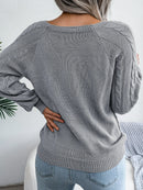 Women Casual Square Collar Buttons Long Sleeve Knitted Pullover Sweaters for Autumn Winter 2026