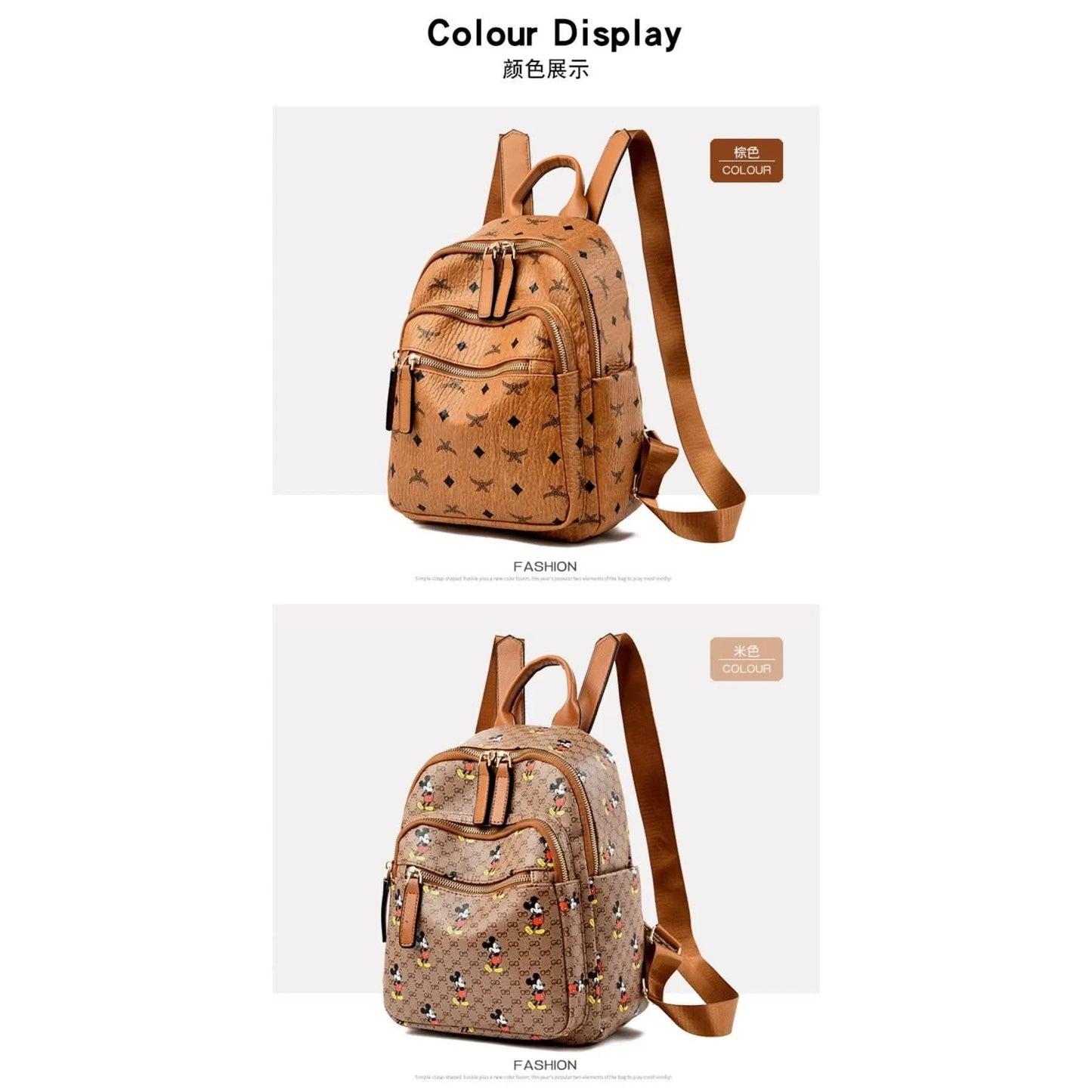 Disney Ladies Backpack Trendy Women's Tote 2025 Mickey Multifunctional Fashion Knapsack Joker Large Capacity Travel Backpack New - M & M Global
