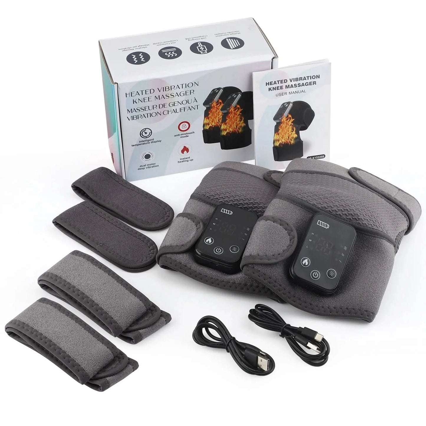 Knee Heating Massager Joint Physiotherapy Quick Effect Electric Pain Relief Hot Compress Vibration Massage Rechargeable Gift - M & M Global