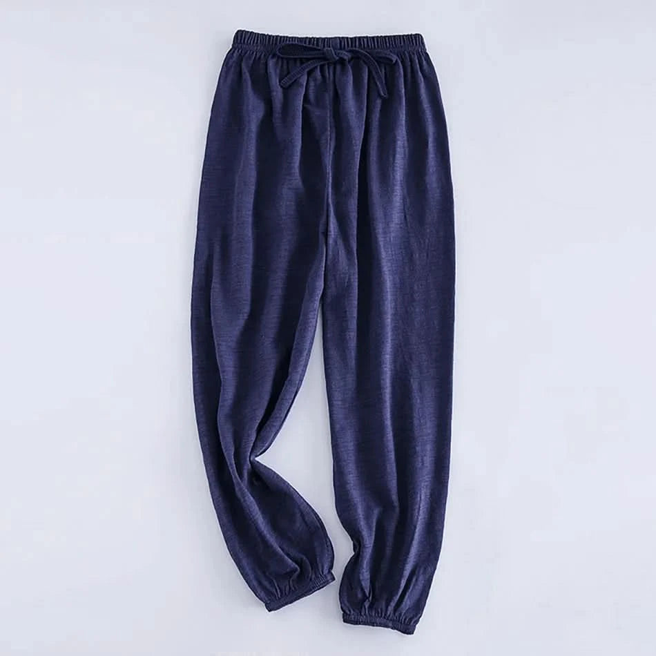 Boy Girl Breathable Bamboo-Cotton Long Pants for Children Unisex Style Elastic Waist Summer Sleepwear Kids Nightwear Trousers - M & M Global