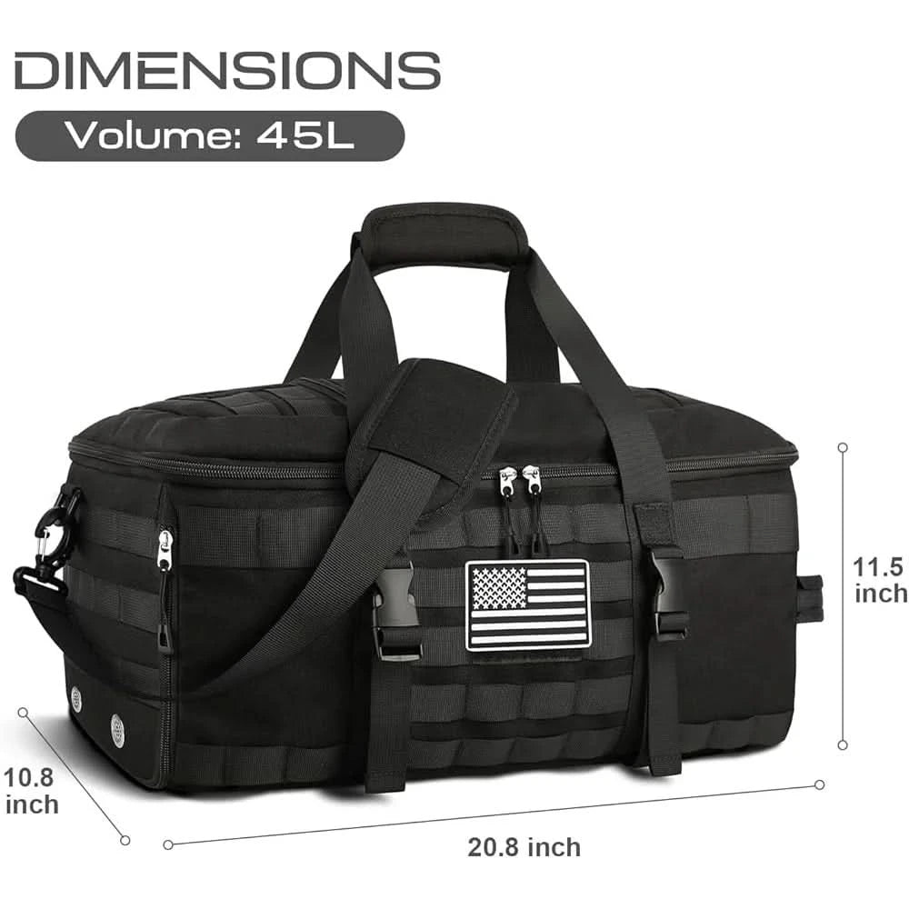 Large Tactical Duffle Bag 3 in 1 Gym Bag with Shoe Compartment Waterproof Multifunctional Travel Backpack with Wet Pocket and - M & M Global