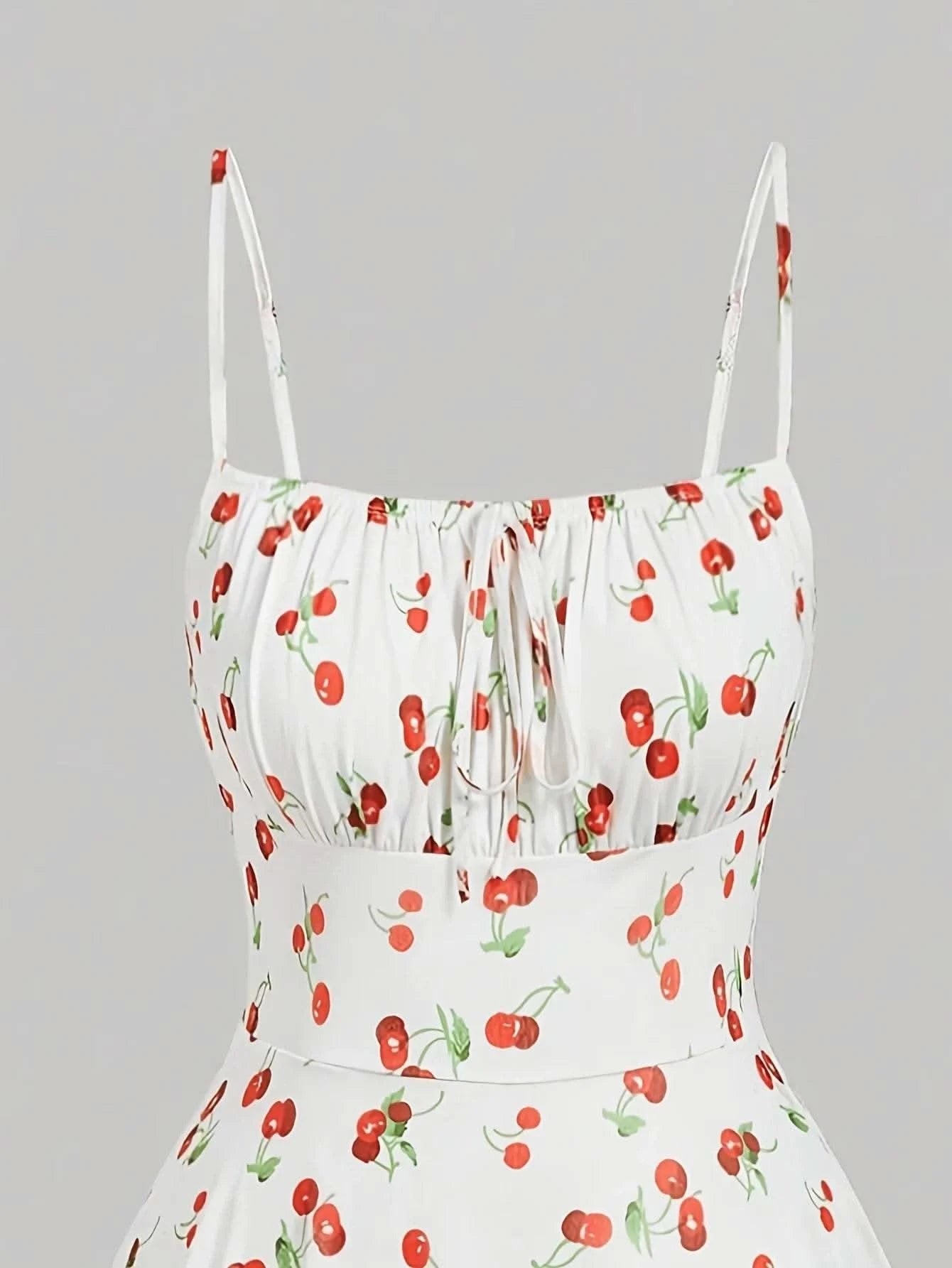 Cherry Printed Vintage Summer Dresses Y2kWomen Swing Robe Party Dress 2025 New Casual Vestidos Sexy Strapless A-Line Sundresses - M & M Global
