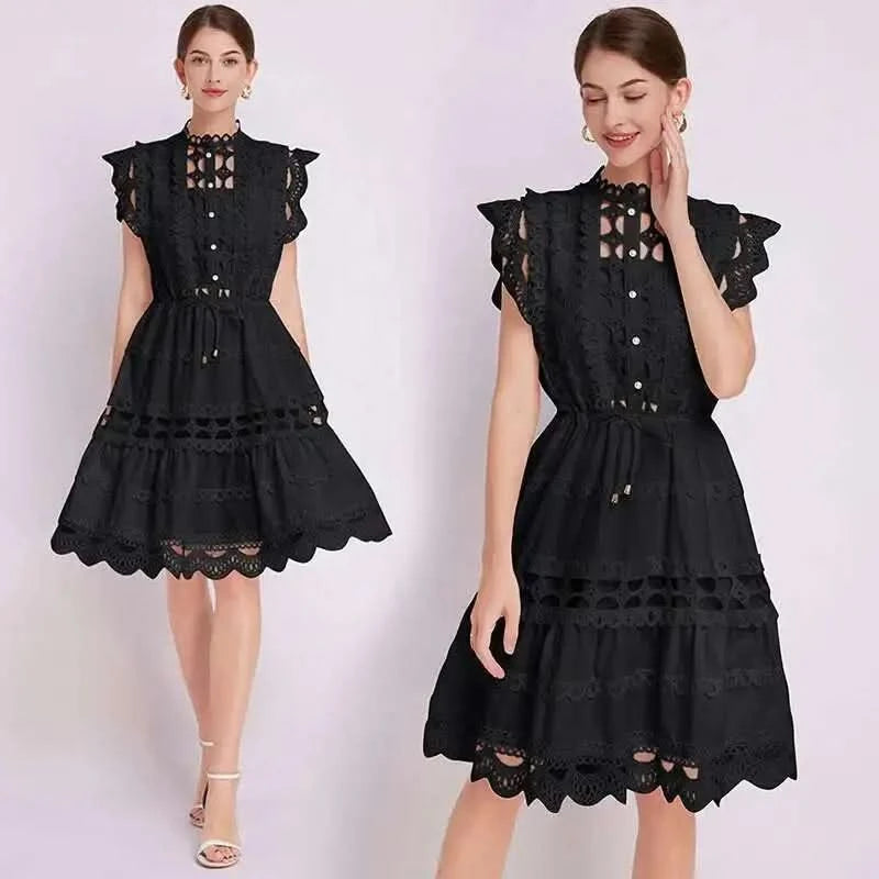 JAMERARY Designer New Summer Holiday White Embroidery Cotton Long Dress Women Sleeveless Midi Prom Evening Dresses Party Robe - M & M Global