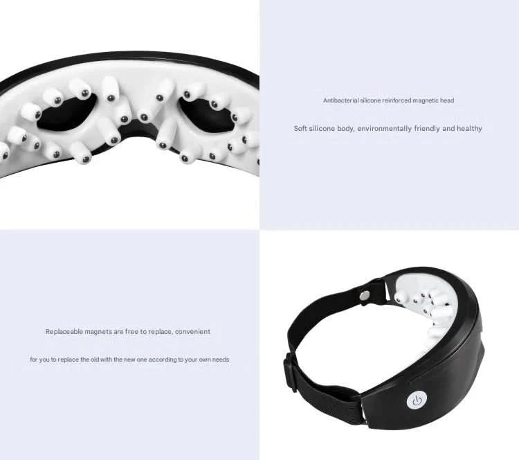 Eye massager with 9 modes and multi frequency vibration 22 magnets for eye massage caring for eye health and safety materials - M & M Global