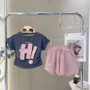 Girls Clothes Sets 2024 Summer Children Short-sleeved Suit Teenage Girls Letter T-shirt Shorts Tracksuit Outfit Clothing Set - M & M Global