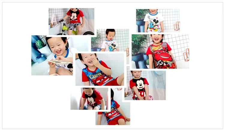 Summer Children Pajamas Set Short Sleeve T Shirt Shorts car Pyjamas Kids Boy Girls Pijamas lightning mcqueen Cartoon Sleepwear - M & M Global