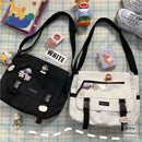 Harajuku Versatile Messenger Bag, Retro Street Crossbody Bag, Student School Canvas Bag,Casual Large Capacity Shoulder Bag - M & M Global