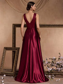 Elegant Sequins Evening Dress For Women 2024 Deep V-neck Satin Prom Party Green Dress Floor Length Blue Formal Gowns