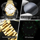 OLEVS Men Watches Waterproof Stainless Steel Quartz Male Wristwatch Gold Watch Fashion Luminous Luxury Calendar Business Clock - M & M Global