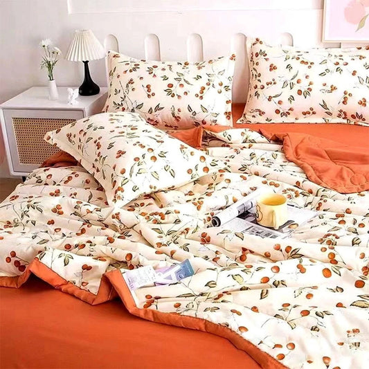 AB double board design Chinese Acacia Red Bean Printed Summer Quilt, delicate texture, care for your sleep - M & M Global