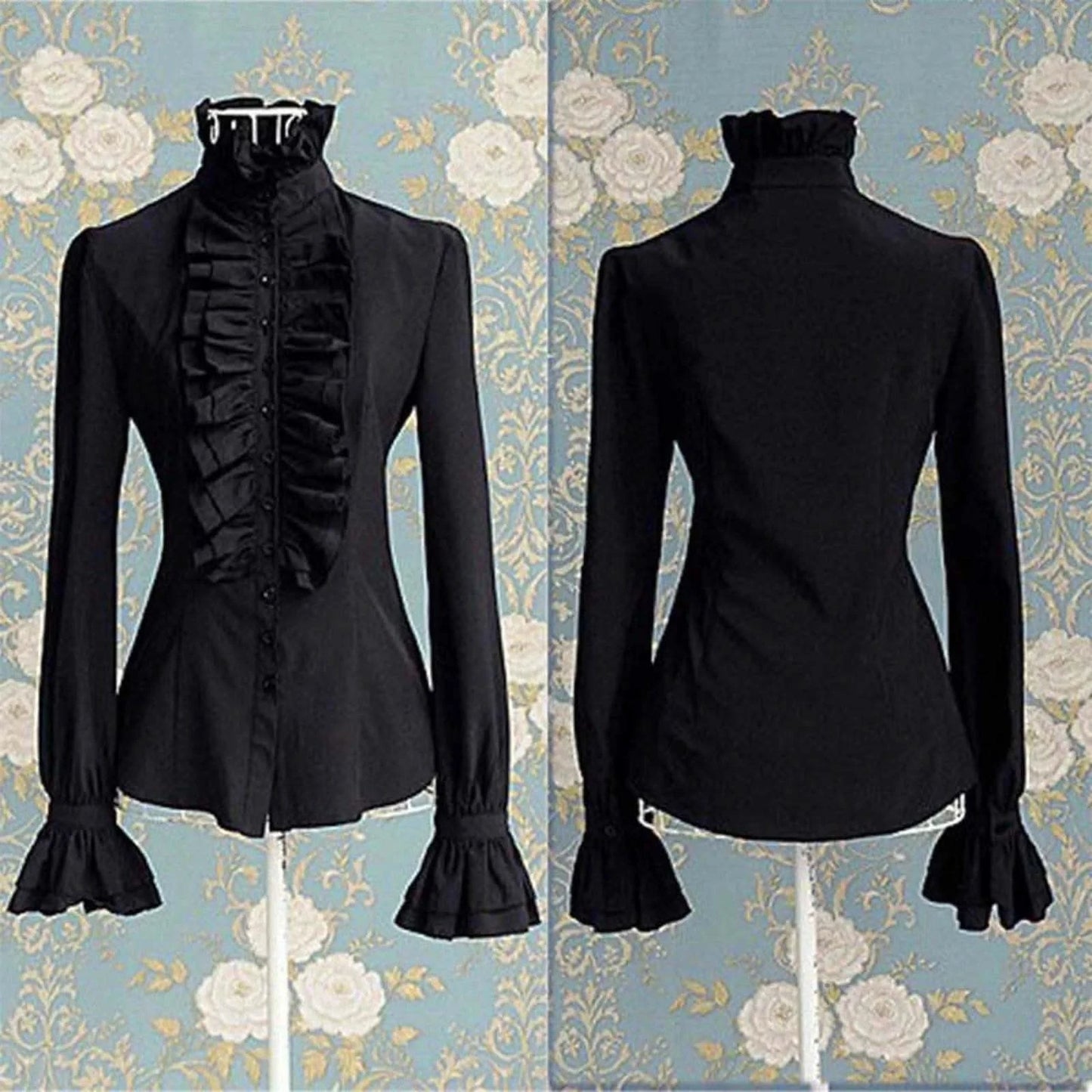 Blouses For Women Business Casual Women Lace Up Solid Long Sleeve Ruffled Tie Shirt Top Blouse Blusas Para Mujer - M & M Global