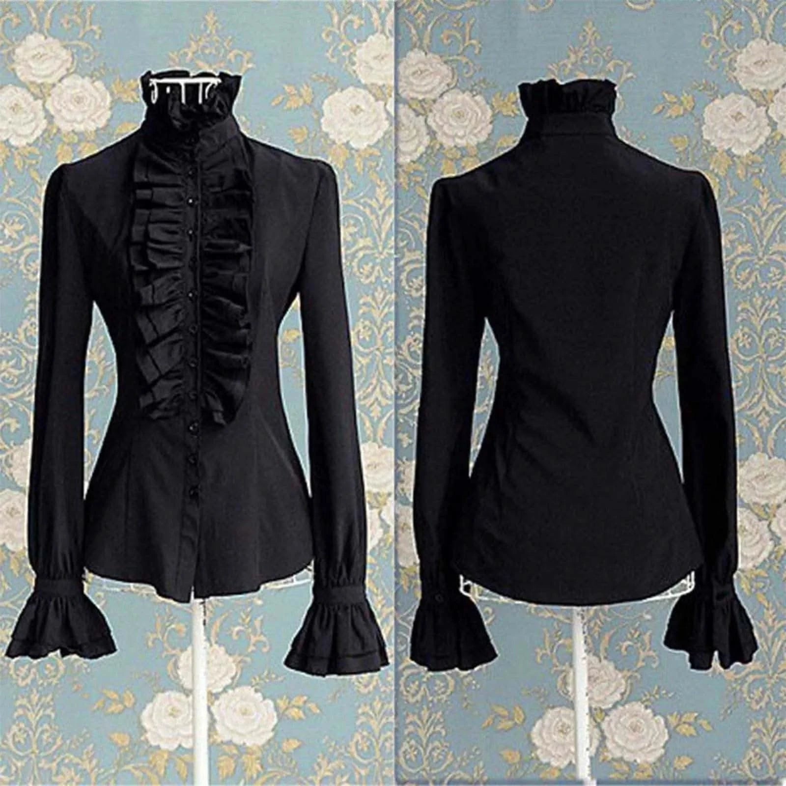 Blouses For Women Business Casual Women Lace Up Solid Long Sleeve Ruffled Tie Shirt Top Blouse Blusas Para Mujer - M & M Global