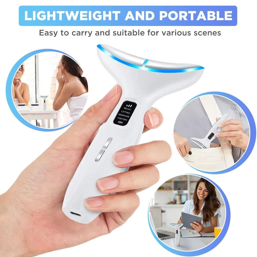 EMS Micro-current Neck Face Beauty Device LED IPL Skin Rejuvenation Cleaning Double Chin Removal Facial Lifting Firming Massager - M & M Global
