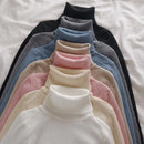 Korean High Collar Knitted Long Sleeve Base Shirt Pure Color Slimming Versatile Underwear Elegant Inner Long Top Women's Fashion