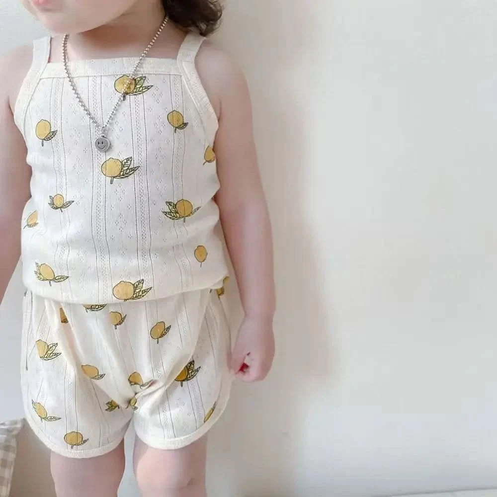 2025 Kids Cotton Clothes Girls Summer Clothes Sets Summer New Baby Sleeveless Tops + Shorts 2 Pieces Suit Girls Clothing Set - M & M Global