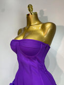 Women Sexy Strapless Backless Flower Embellished Mini Bandage Dress Bodycon Celebrity Party Cocktail Evening Party Club Dresses