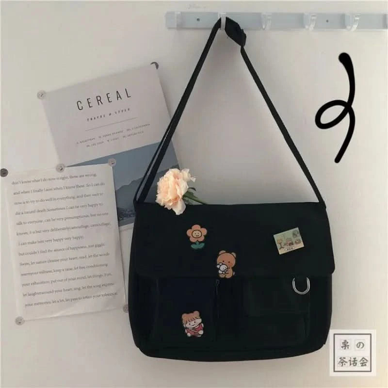 Japanese Harajuku Cute Retro Girl Messenger Shoulder Bag Canvas Student School Female - M & M Global