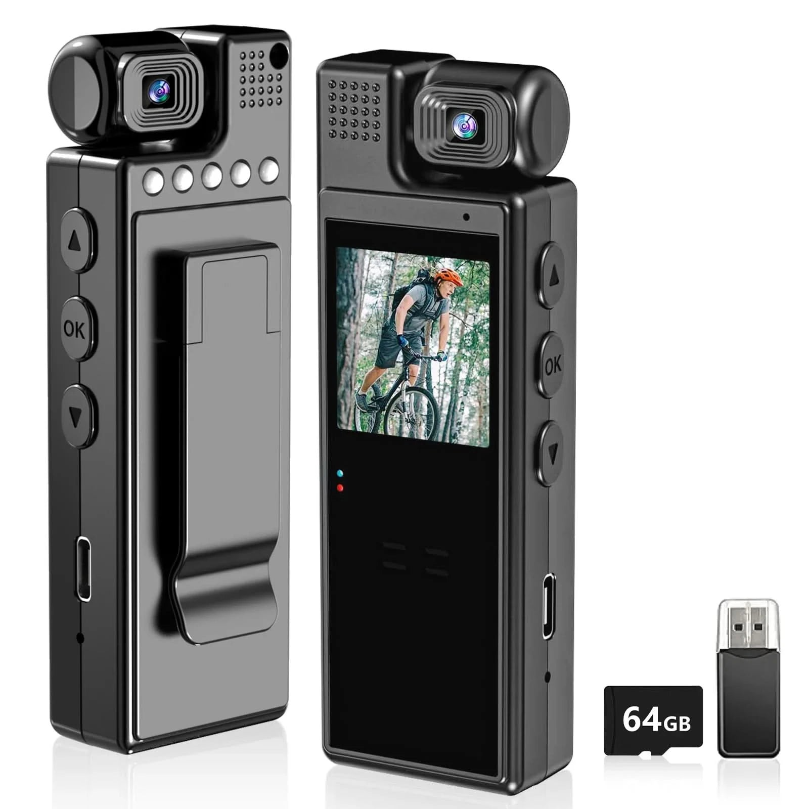 Body Camera with Audio Recording, Portable Wearable Small Body Worn Cam, FHD Video Recorder,1.3" LCD Screen Police Cams for Home - M & M Global