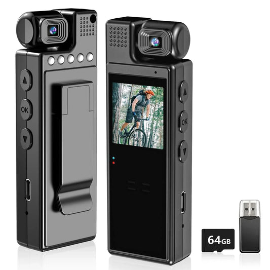 Body Camera with Audio Recording, Portable Wearable Small Body Worn Cam, FHD Video Recorder,1.3" LCD Screen Police Cams for Home - M & M Global