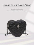 2024 Women's Heart-Shaped Herringbone Crossbody Bag with Eagle and Bird Head Shoulder Bag Chain Purse - M & M Global
