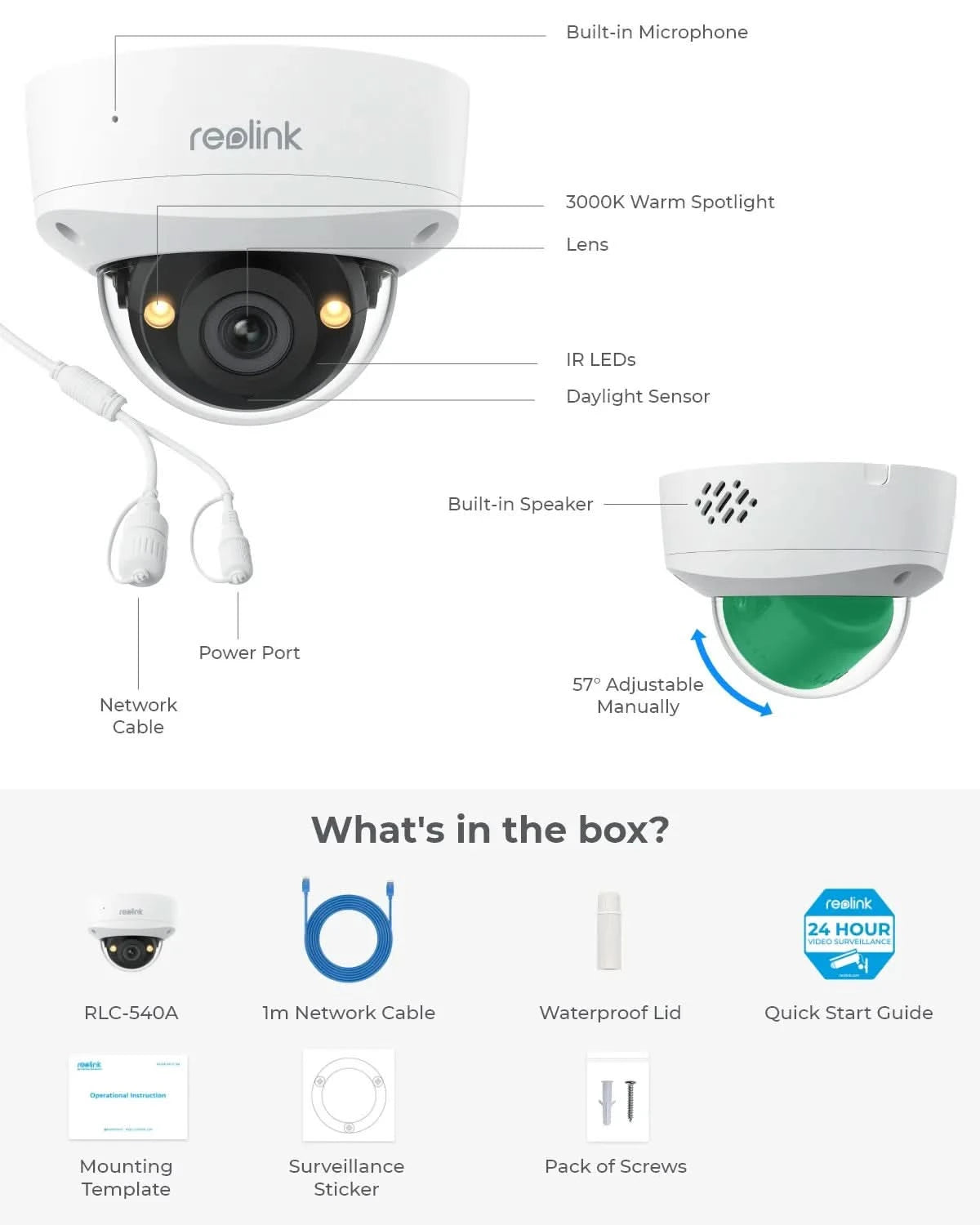 Reolink 5MP IK10 Vandal-Proof PoE Security Camera 4K Outdoor Turret IP Camera 8MP IP67 Waterproof Surveillance Cameras
