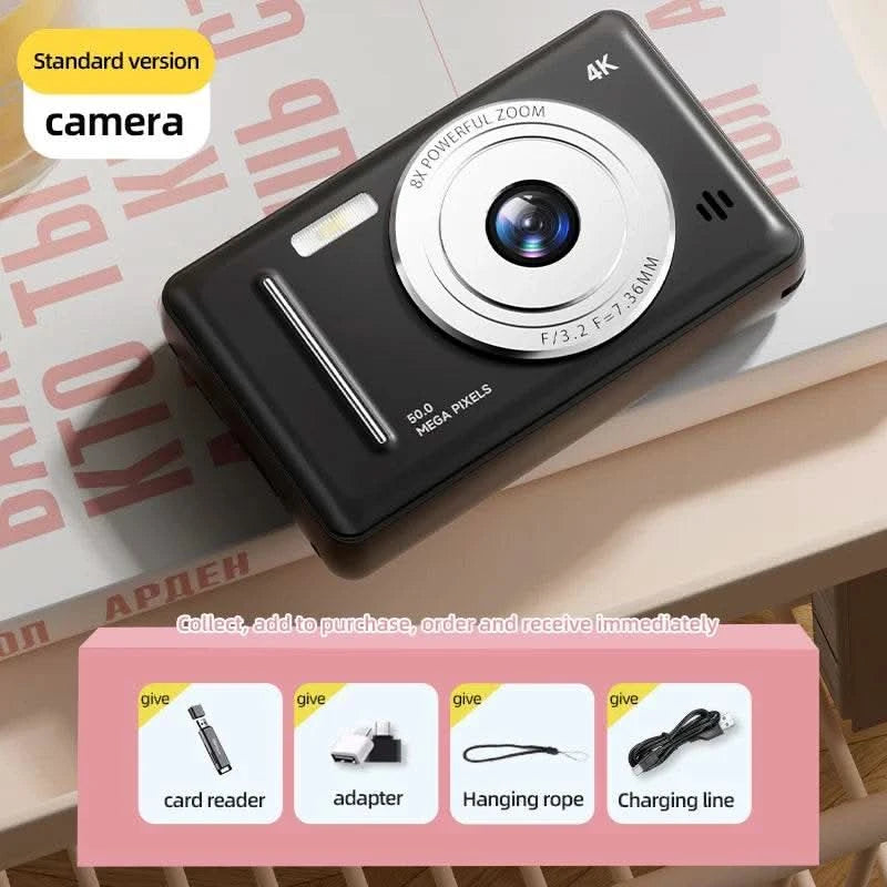 4K Digital Camera 5000W Pixel Retro CCD Portable Card Camera Entry-level Camera Dual Camera Flash 50 Million Pixels Auto Focus - M & M Global