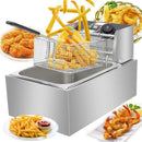 Heavy Duty Deep Fryer, 6.3QT/6L Stainless Steel Large Single-Cylinder Electric Fryers with Removable Basket and Professional Hea - M & M Global