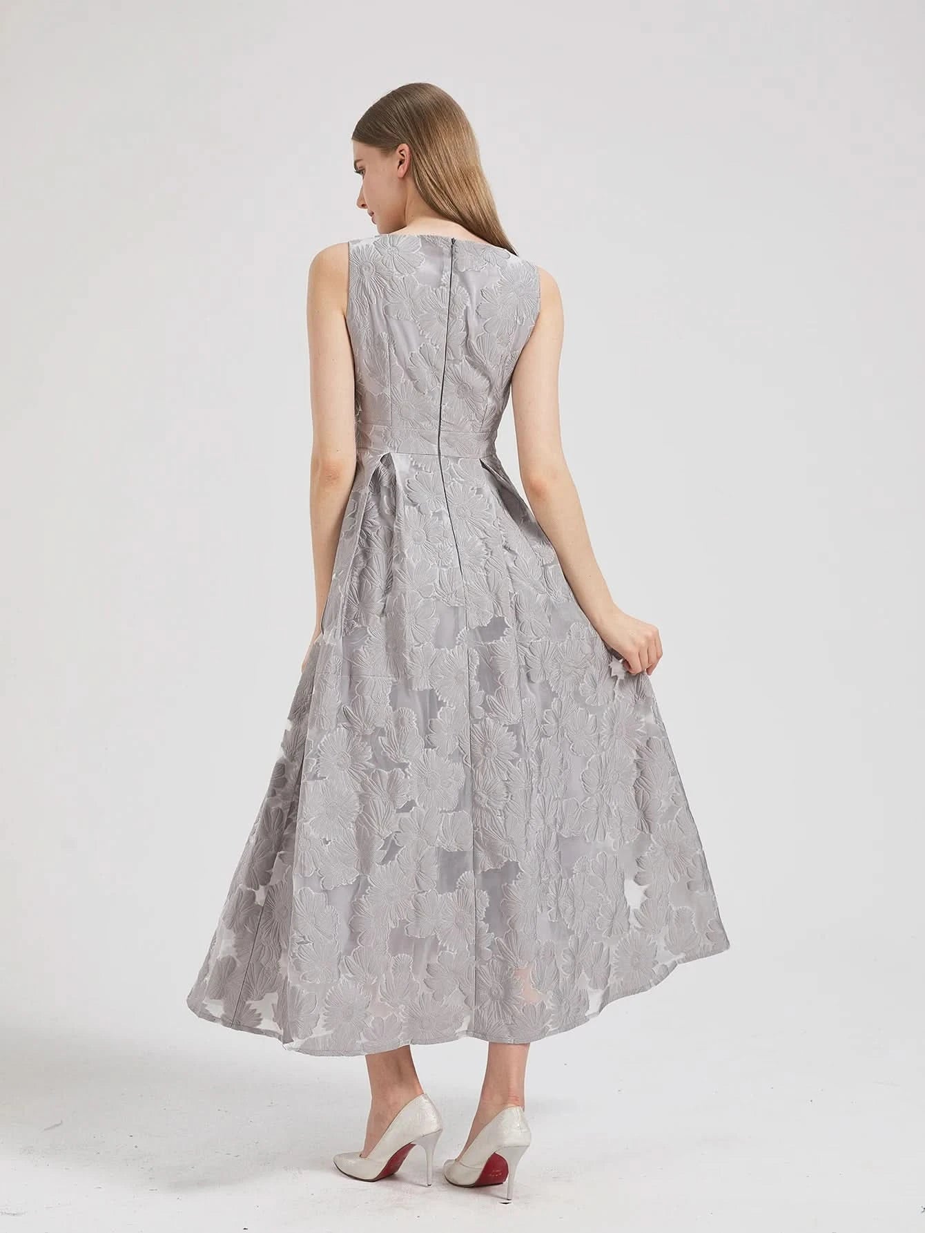 Women 2024 New Fashion Organza Flower Embroidery Elegant Long Dress Summer Sleeveless Dresses Lady Holiday Evening Prom Vestido - M & M Global