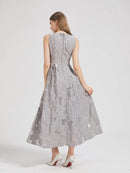 Women 2024 New Fashion Organza Flower Embroidery Elegant Long Dress Summer Sleeveless Dresses Lady Holiday Evening Prom Vestido - M & M Global
