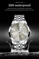 OLEVS Men's Watches Causal Fashion Original Quartz Watch for Man Waterproof Stainless Steel Luminous Date Week Trend Dress Reloj - M & M Global